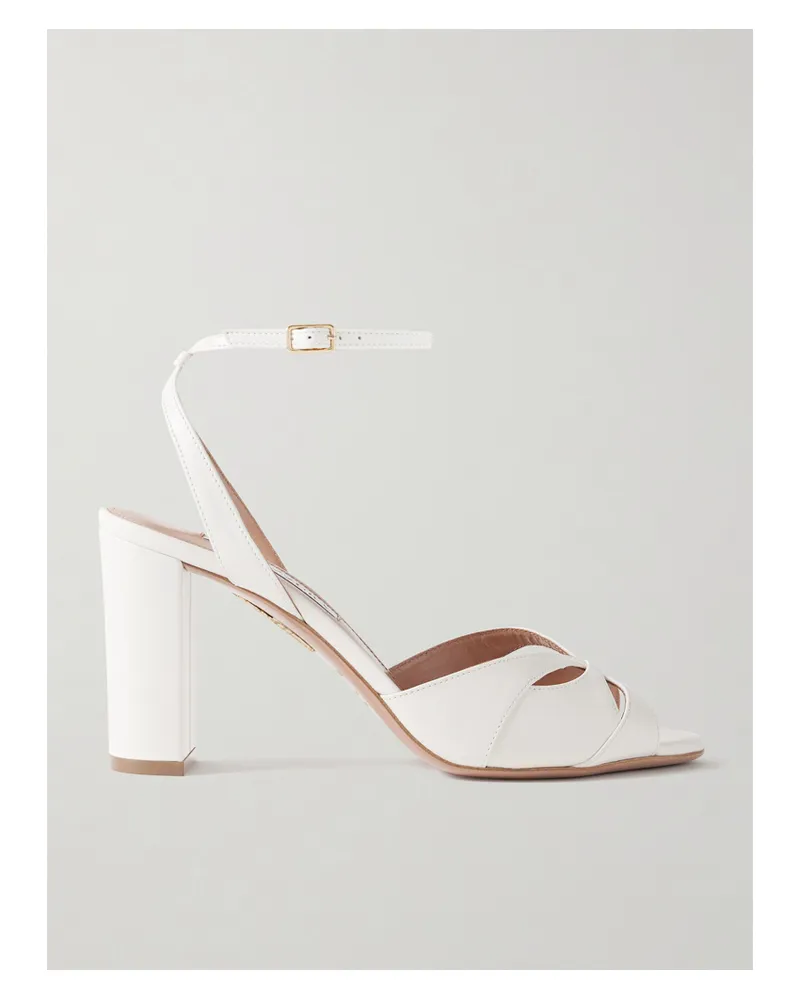 Aquazzura Moves 85 Sandalen Aus Leder - Weiß Weiß