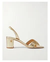 Jennifer Chamandi Leonardo 65 Slingback-sandalen aus Metallic-leder Gold