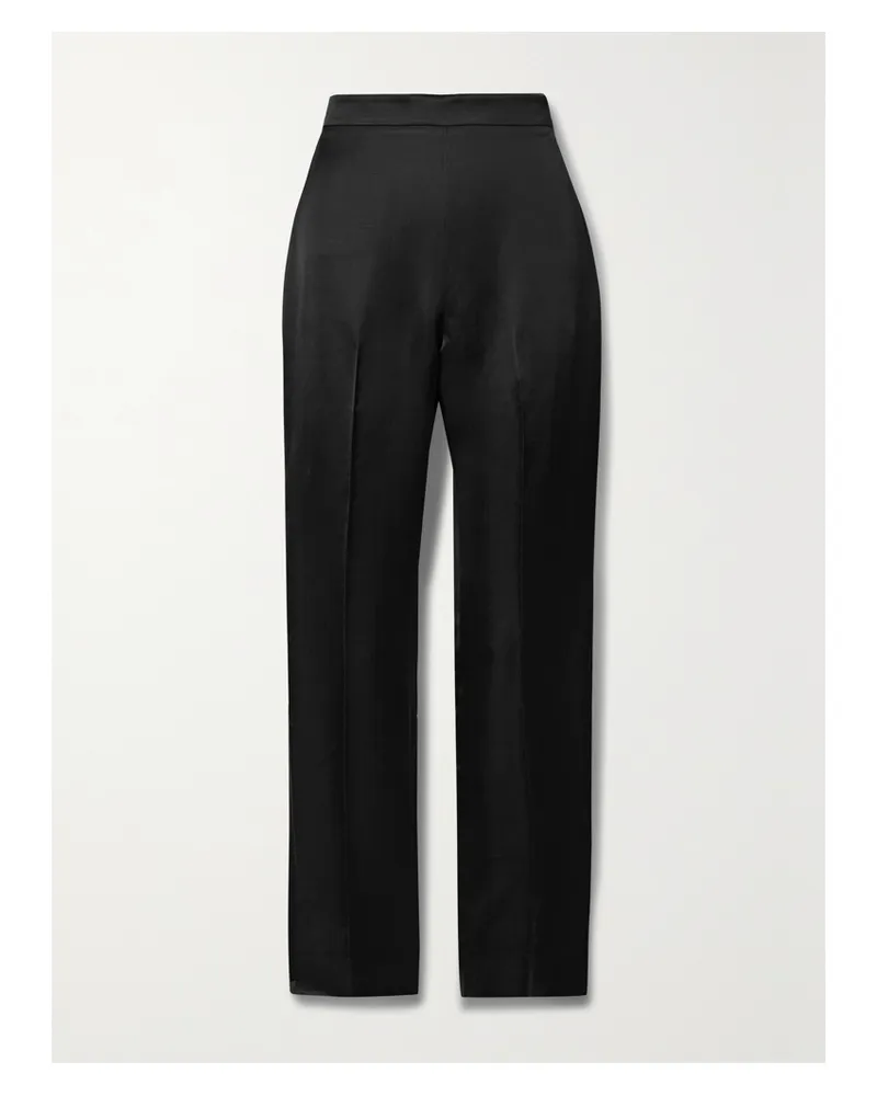 Ralph Lauren Robynn Hose Mit Geradem Bein Aus Satin Aus Einer Leinenmischung - Schwarz Schwarz