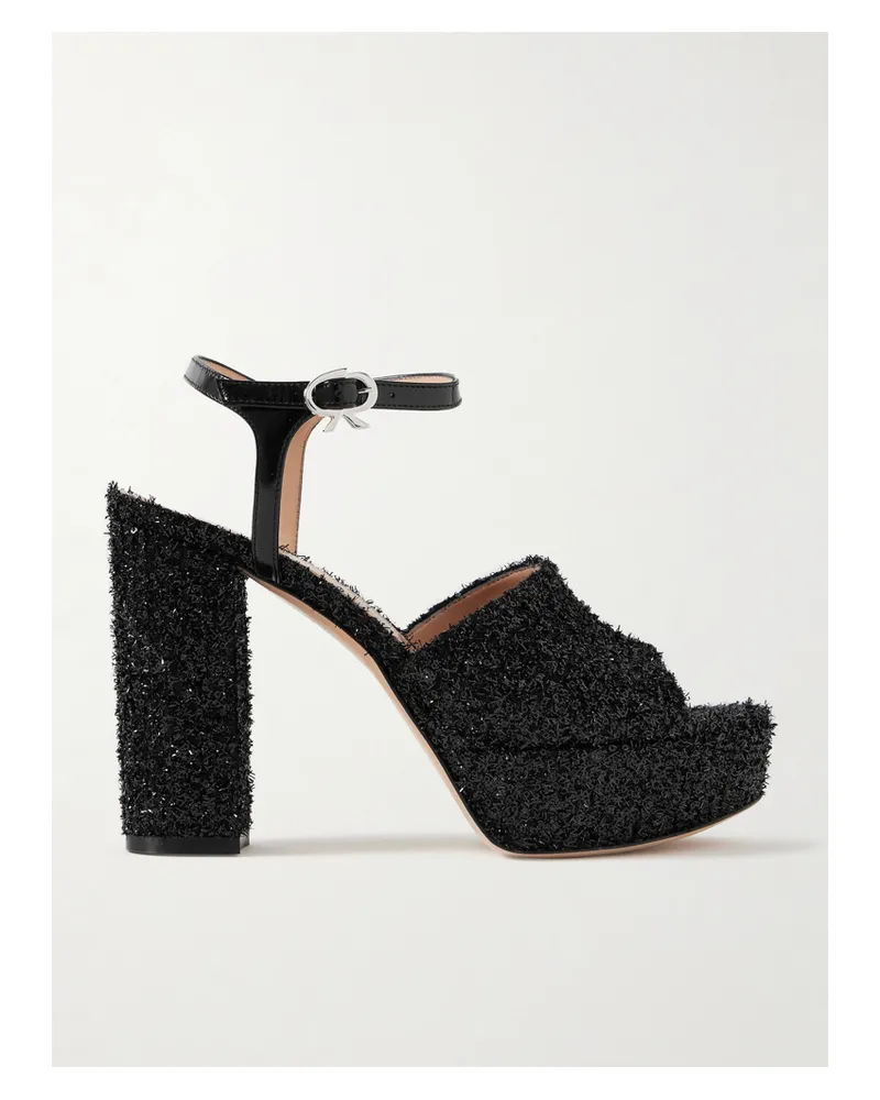 Gianvito Rossi 110 Plateausandalen Aus Tüll Mit Verzierungen Und Lacklederbesatz - Schwarz Schwarz
