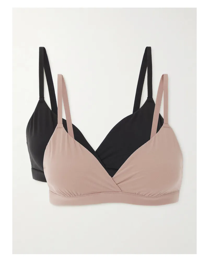 SKIMS Fits Everybody Crossover Bralette – Onyx, Sienna – Set Aus Fünf Soft-bhs - Mehrfarbig Mehrfarbig