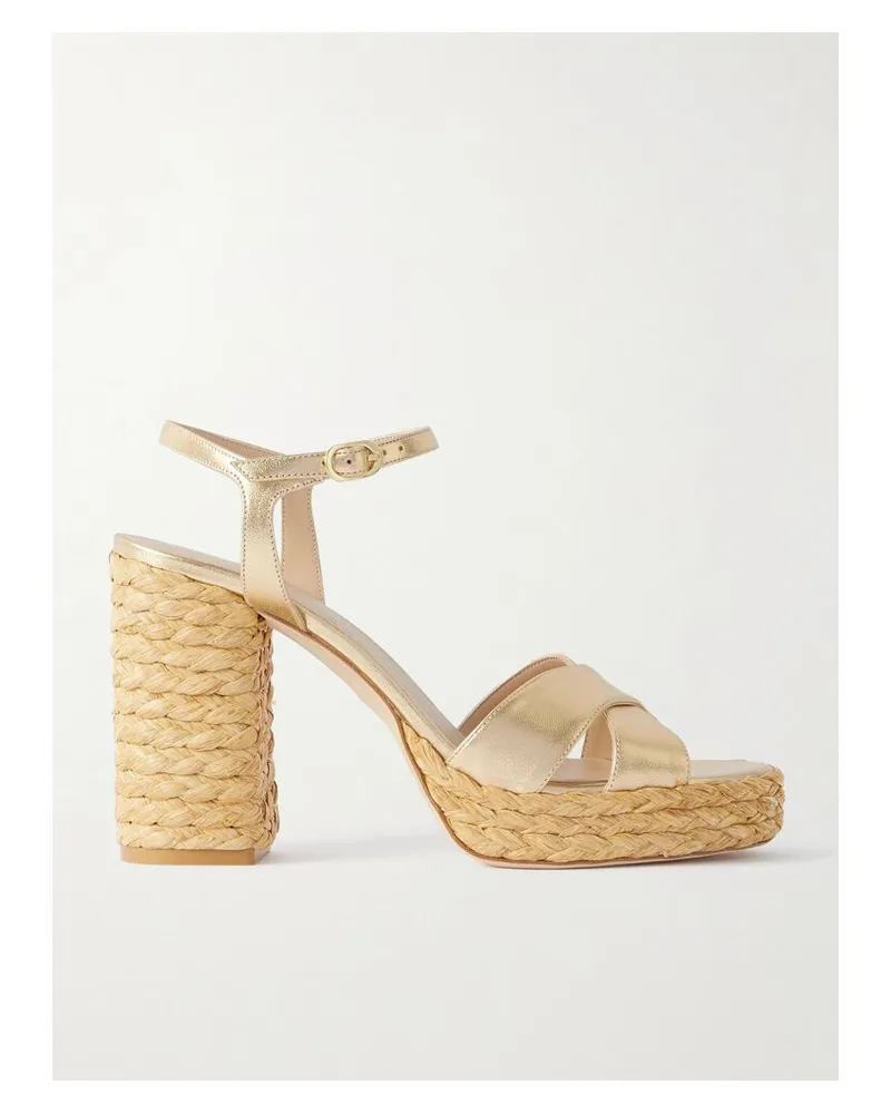Stuart Weitzman Dayna Plateausandalen Aus Metallic-leder - Gold Gold