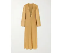 Lumière Metallic Stretch-knit Kaftan - Gold