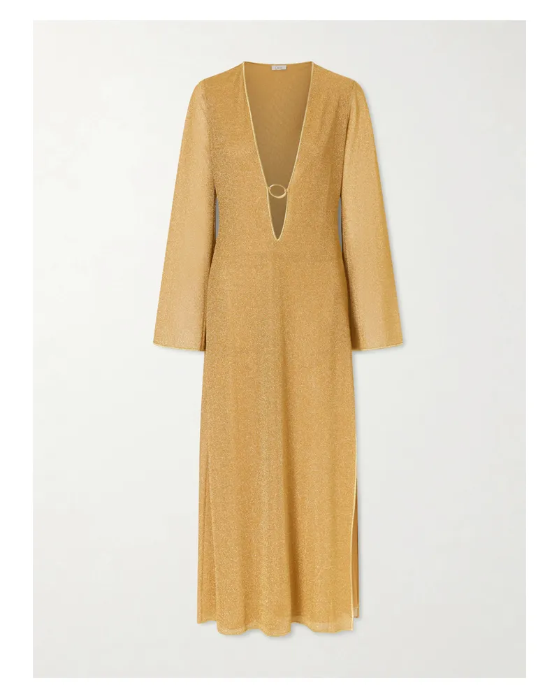 Oséree Lumière Kaftan Aus Metallic-stretch-strick - Gold Gold