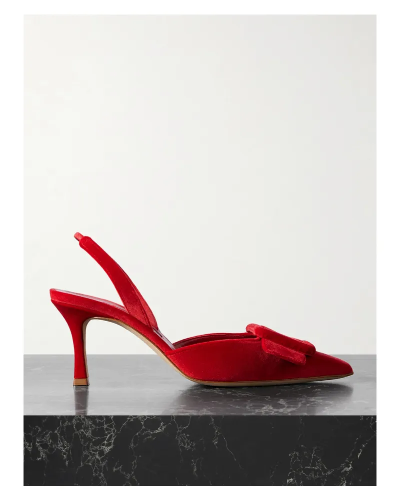 Manolo Blahnik Maysli 70 Slingback-pumps Aus Samt Mit Schnalle - Rot Rot