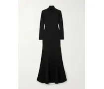 Turtleneck Ribbed Silk-blend Maxi Dress - Black