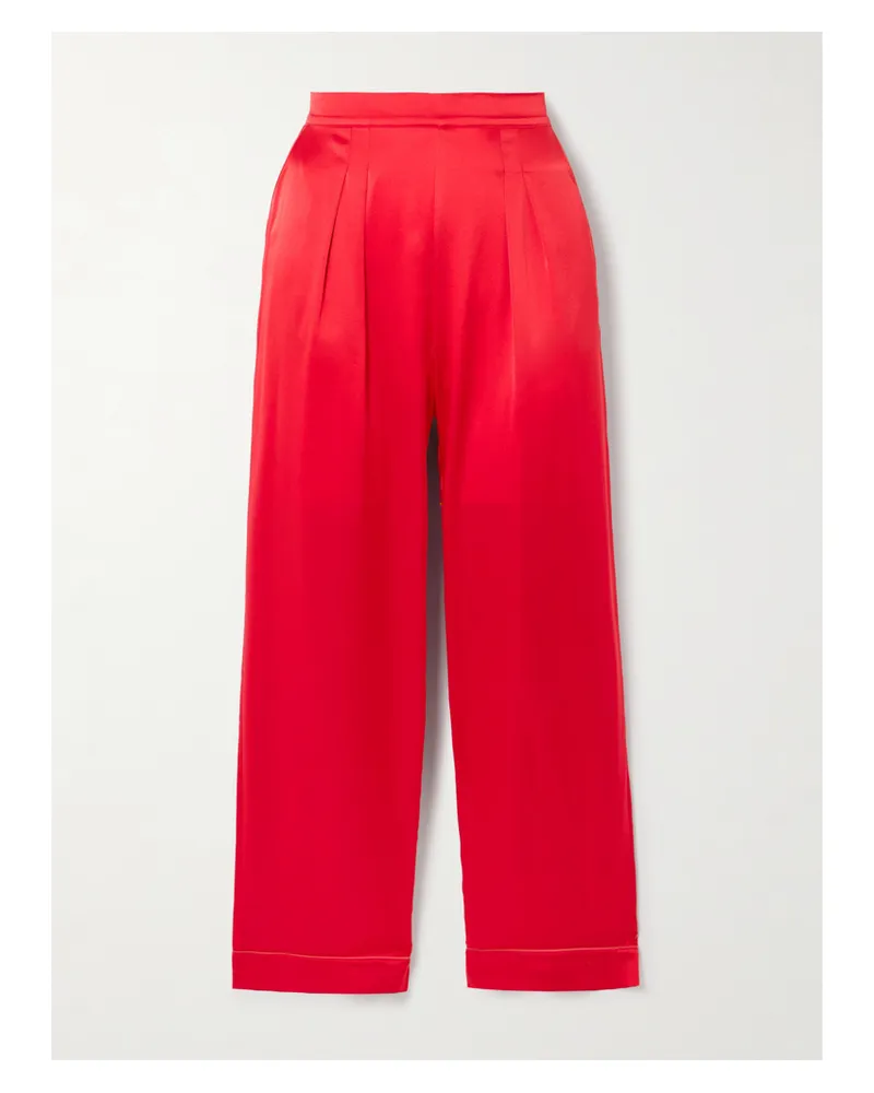 Eres Mondain Pyjama-hose Aus Seidensatin Mit Paspeln Und Falten - Rot Rot