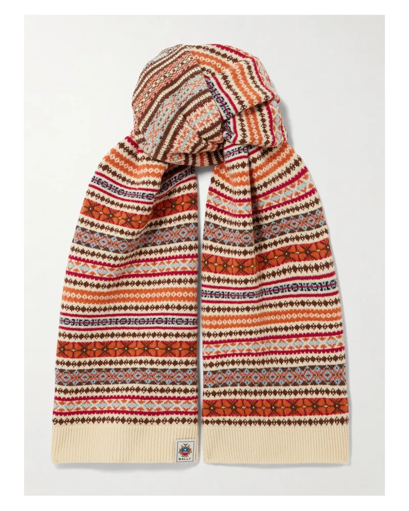 Bally Fair Isle Wool Scarf - Yellow Yellow