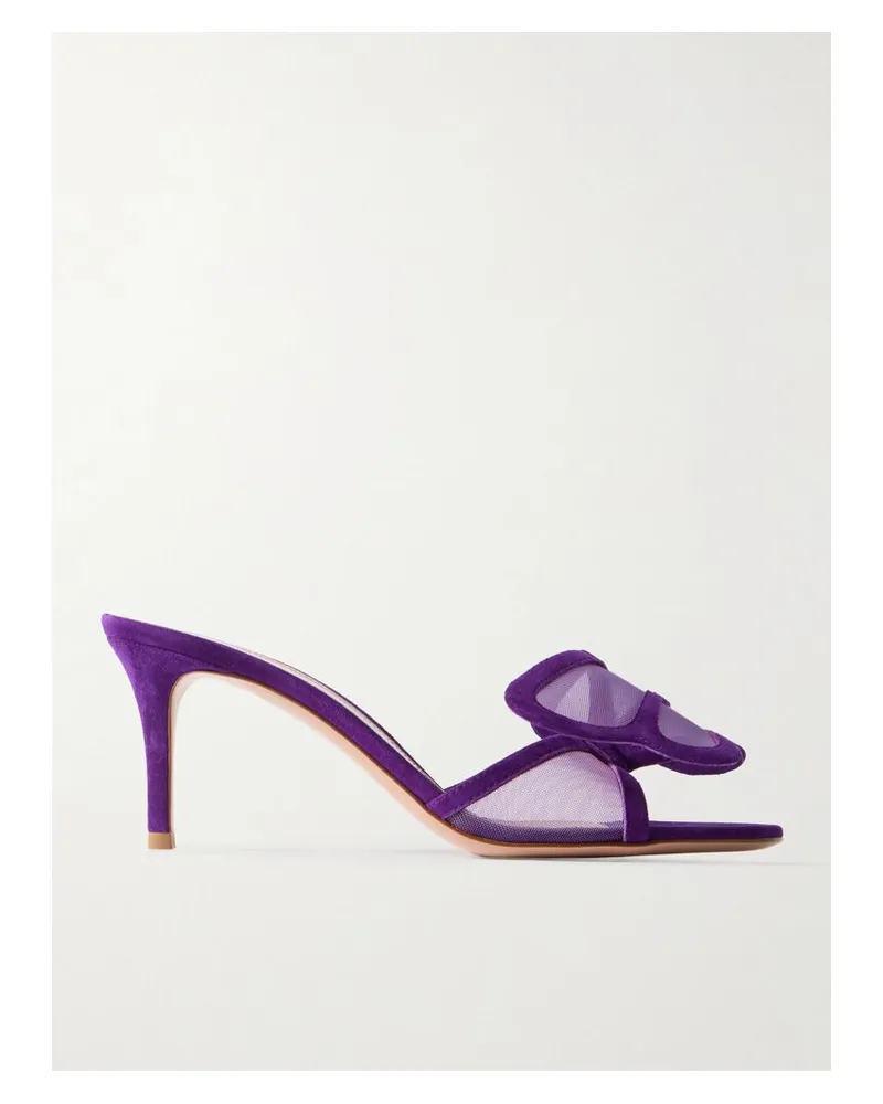 Gianvito Rossi Ilia 75 Mules Aus Veloursleder Mit Mesh-einsätzen - Lila Lila