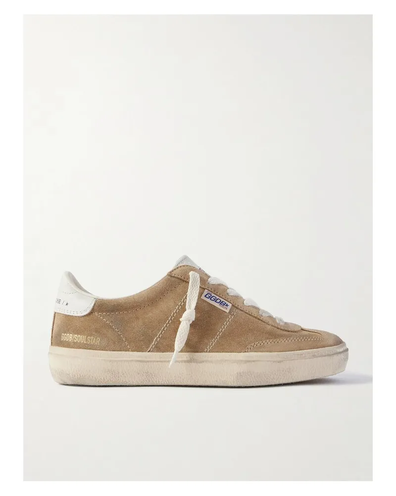 Golden Goose Soul-star Sneakers Aus Veloursleder Mit Lederbesätzen In Distressed-optik - Braun Braun