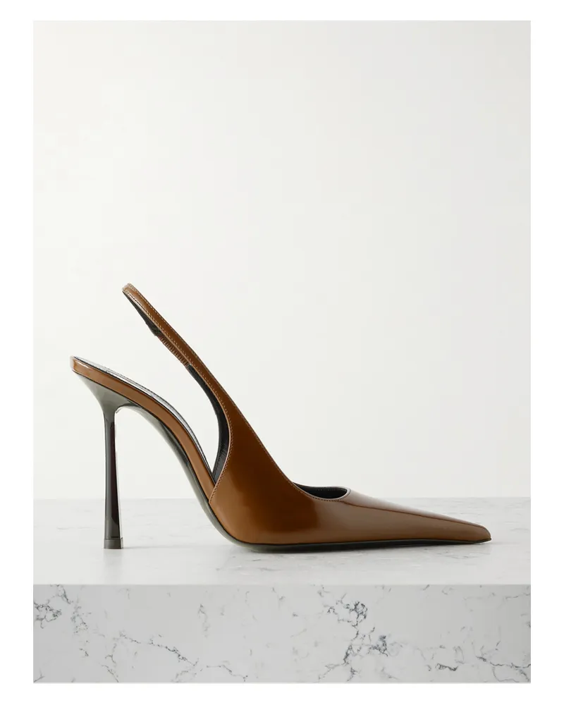 Saint Laurent Vendôme Slingback-pumps Aus Glanzleder - Braun Braun
