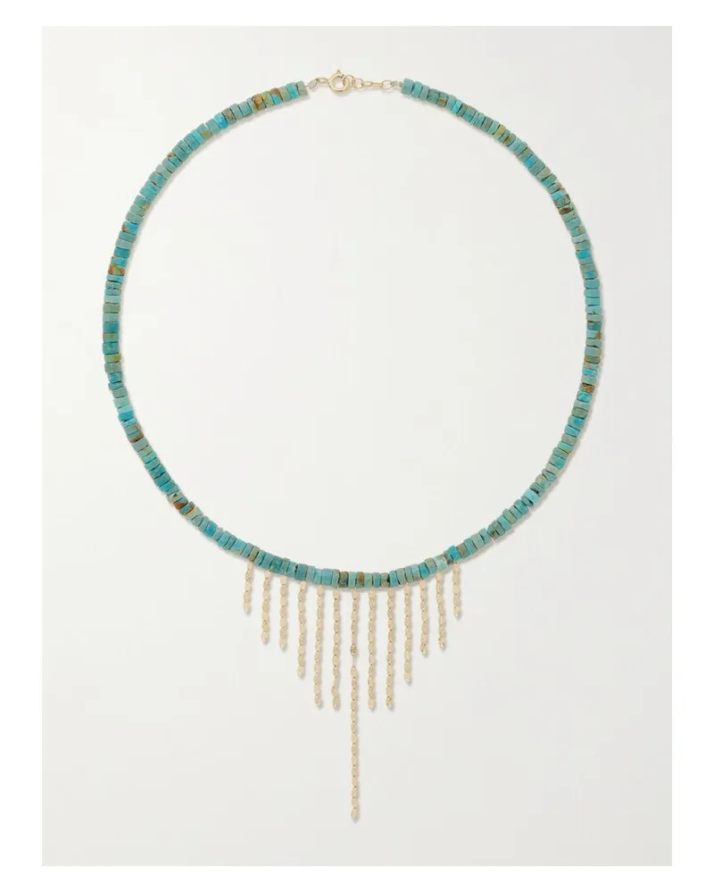 Pascale Monvoisin Taylor N°3 Kette Mit Türkisen Und Details Aus 9 Und 14 Karat Gold - Blau Blau