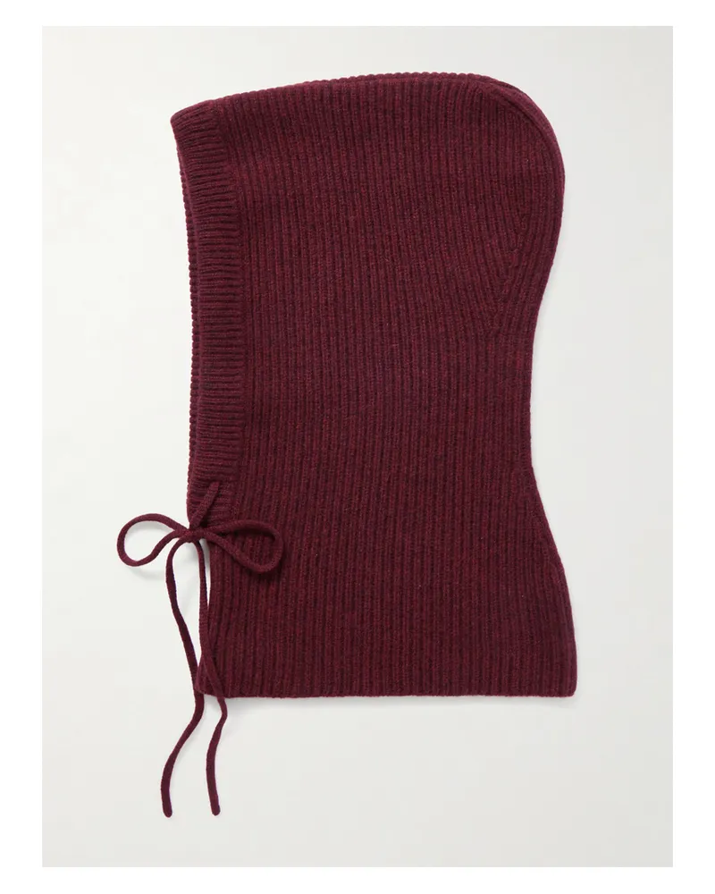 arch4 Klosters Ribbed Cashmere Balaclava - Burgundy Burgundy
