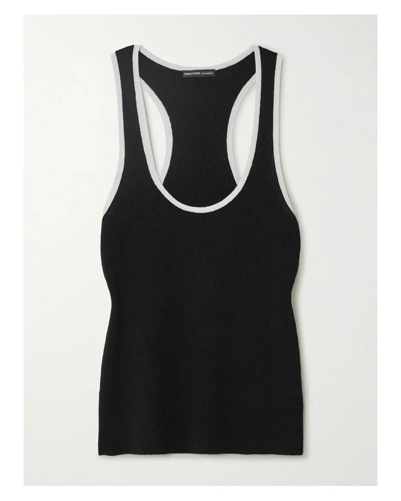 James Perse Tanktop aus Geripptem Jersey aus einer Leinenmischung Schwarz