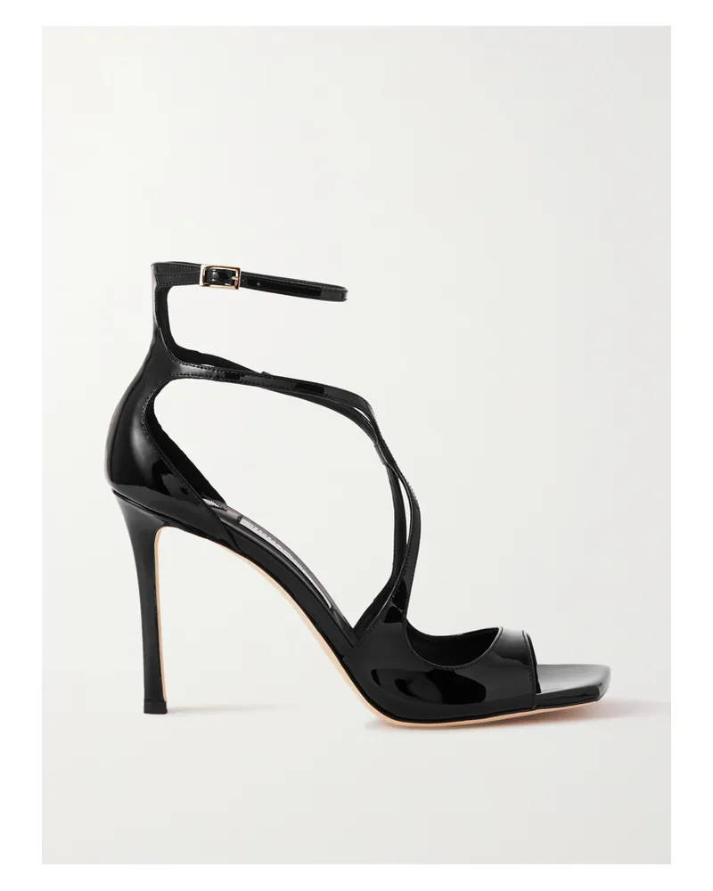 Jimmy Choo Azia 95 Patent-leather Sandals - Black Black