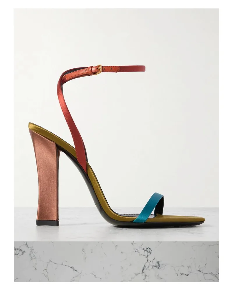 Saint Laurent Dominique Sandalen Aus Satin In Colour-block-optik - Metallic Metallic