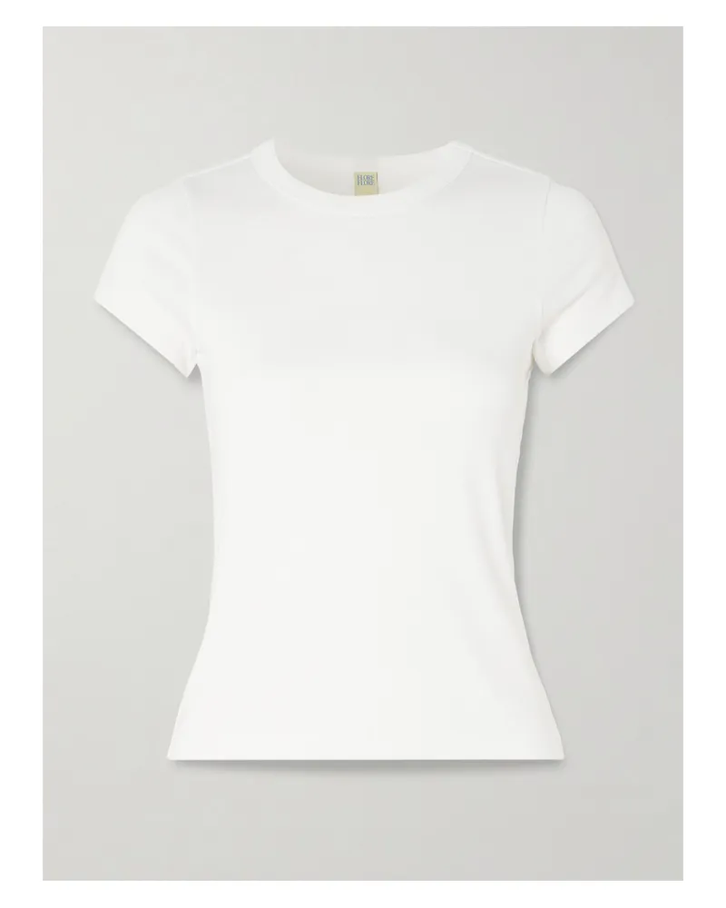 Flore Flore Car Baby Tee Ribbed Organic Cotton-jersey T-shirt - White White