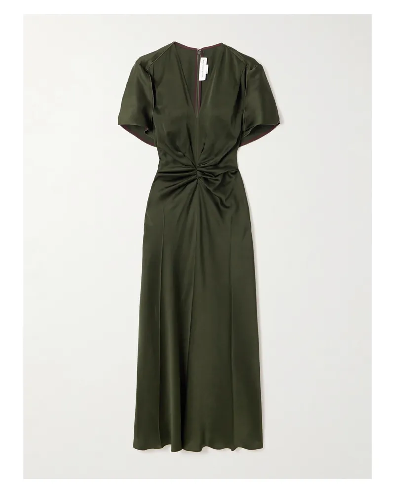 Victoria Beckham Bella Midikleid Aus Satin Mit Raffungen - Grün Grün