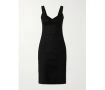 Lace-paneled Jersey Midi Dress - Black