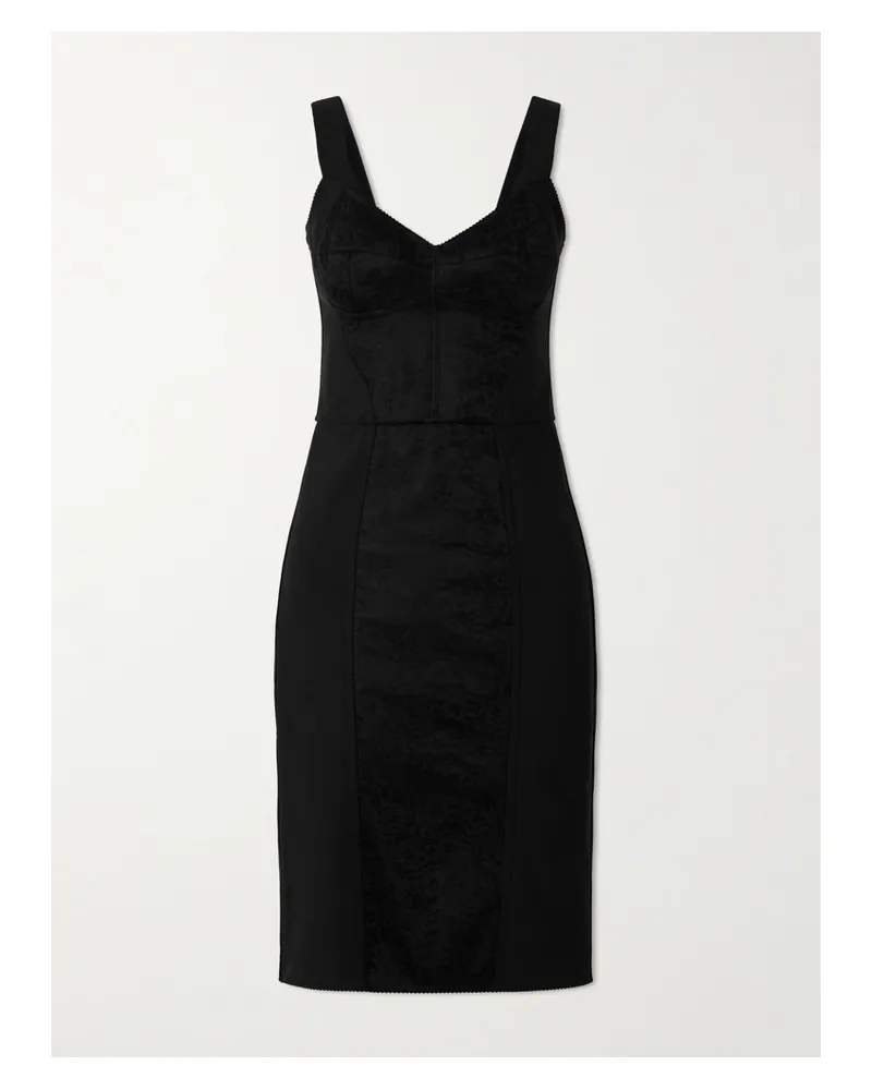 Dolce & Gabbana Lace-paneled Jersey Midi Dress - Black Black