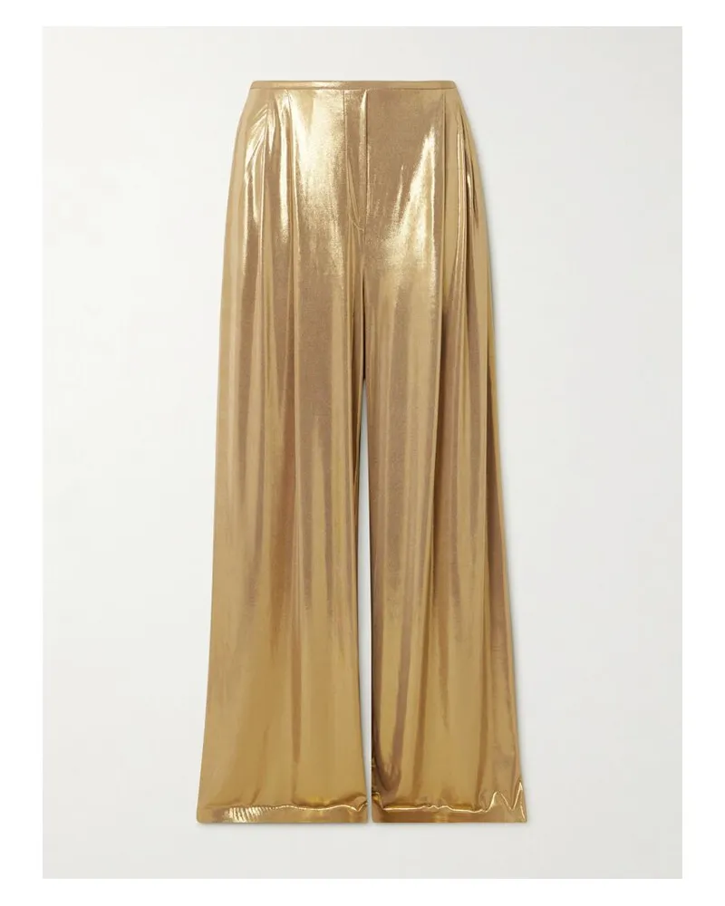 Norma Kamali Hose Mit Weitem Bein Aus Stretch-lamé Mit Falten - Gold Gold