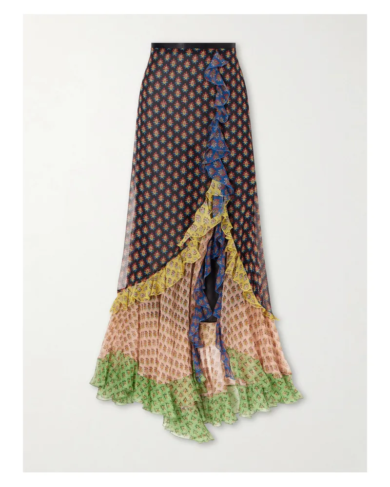 Etro Ruffled Tiered Floral-print Silk-chiffon Maxi Skirt - Multi Multi