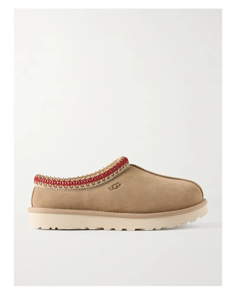UGG Tasman Slippers Aus Veloursleder Mit Fleecefutter Aus Einer Wollmischung Und Stickereien - Neutral Neutral