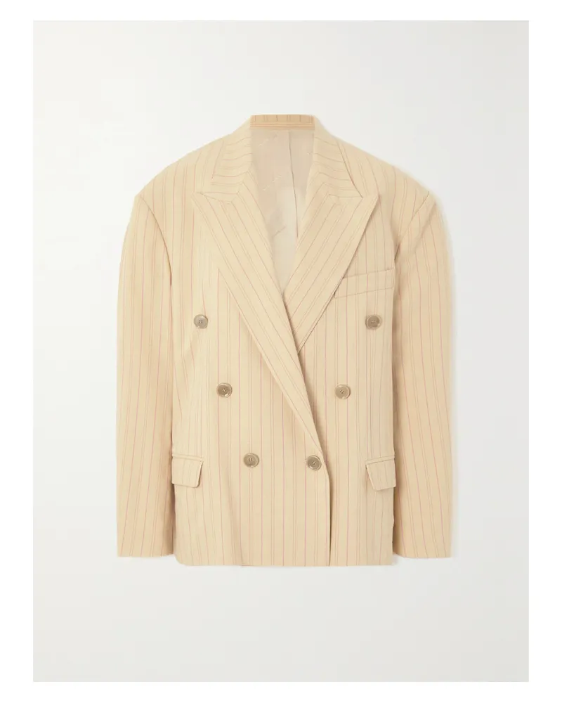 Isabel Marant Klero Doppelreihiger Blazer Aus Gestreiftem Crêpe - Gelb Gelb
