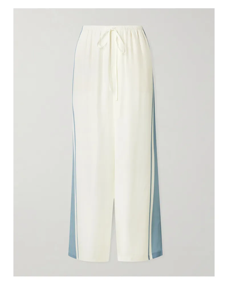 SIR Lilou Striped Silk Wide-leg Pants - White White