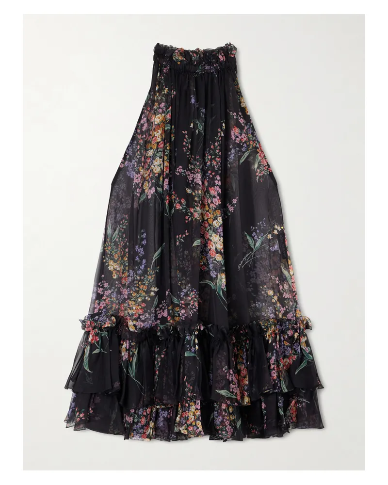 Dolce & Gabbana Floral-print Silk-chiffon Mini Dress - Black Black