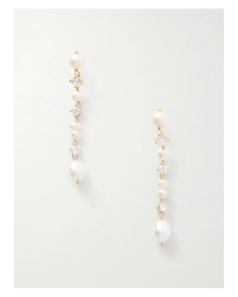 Completedworks Vergoldete Ohrringe Mit Kunstperlen Und Cubic Zirkonia Gold