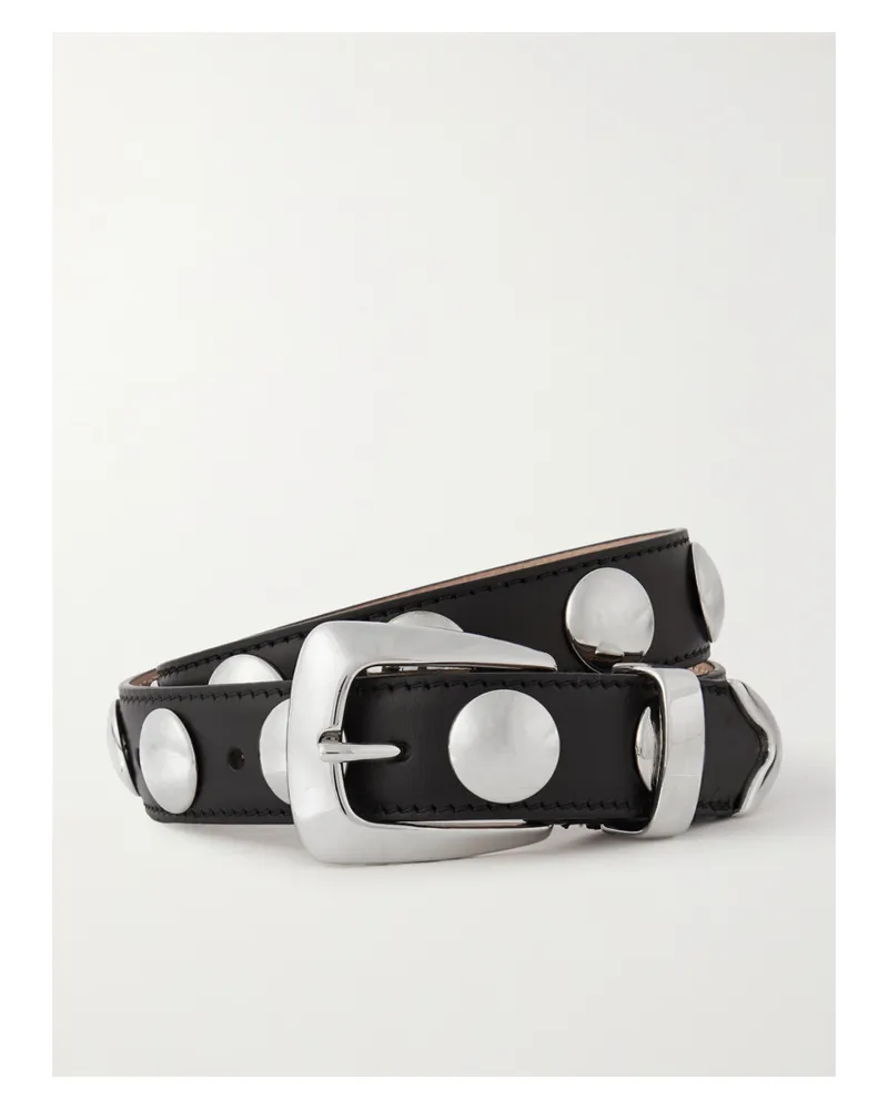 KHAITE The Benny Studded Leather Belt - Black Black