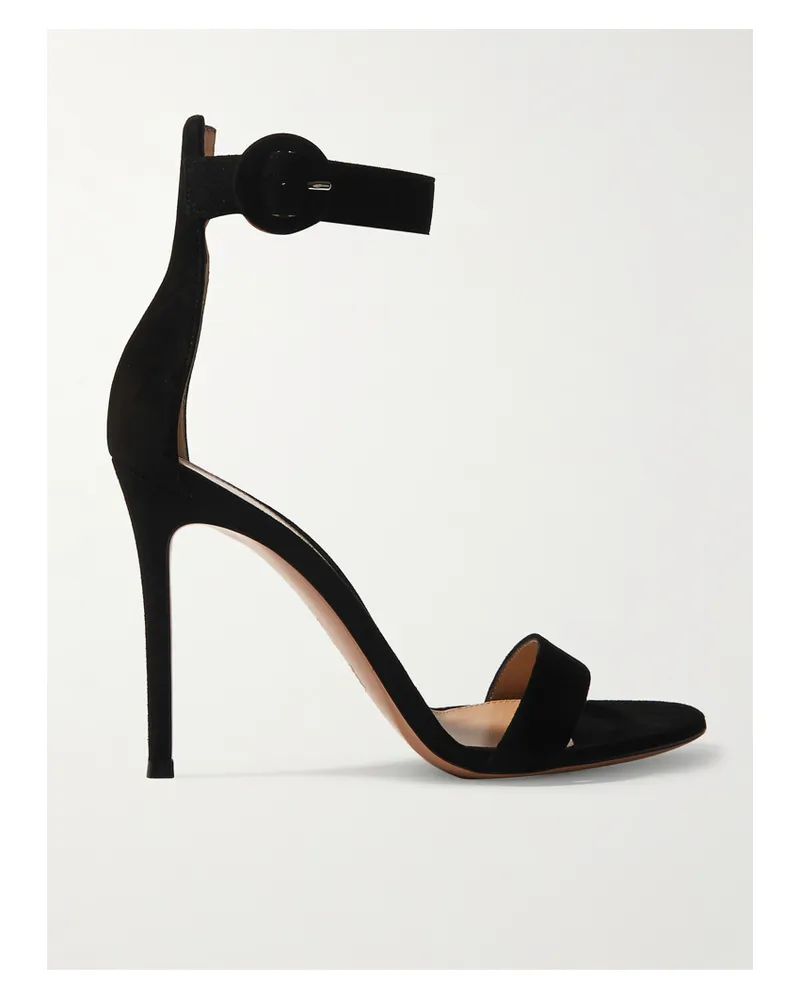 Gianvito Rossi Portofino 105 Suede Sandals - Black Black