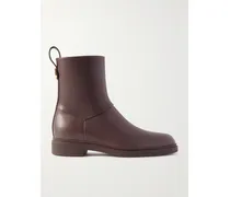 Kilda Paneled Leather Ankle Boots - Brown
