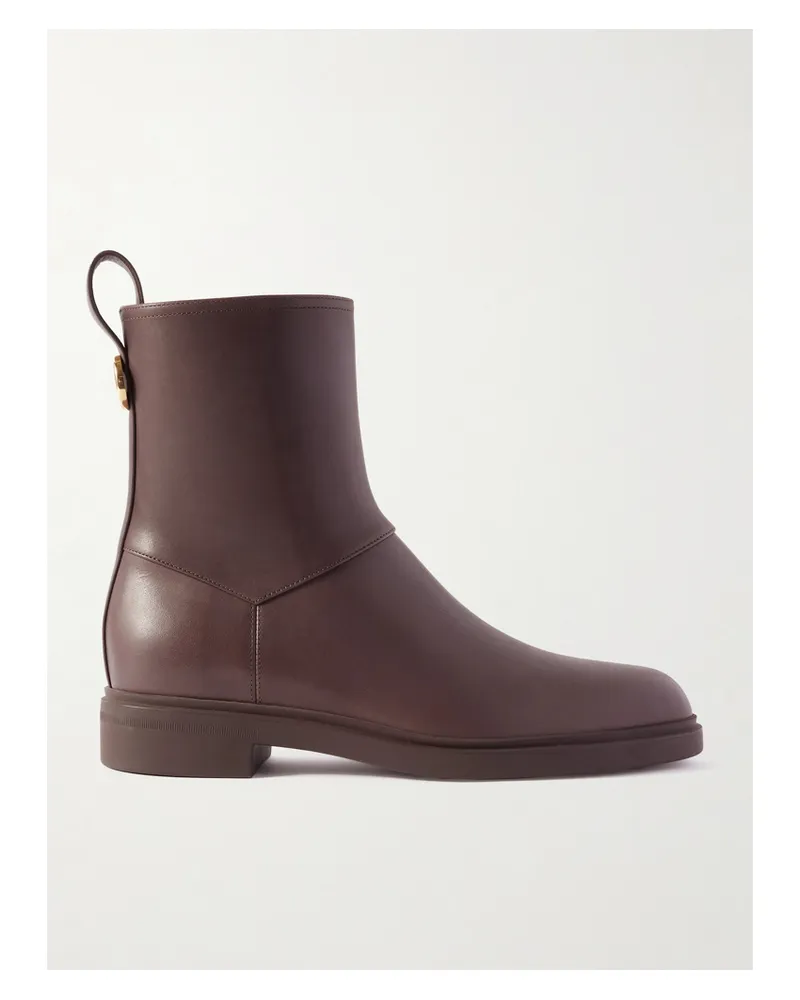 Loro Piana Kilda Paneled Leather Ankle Boots - Brown Brown