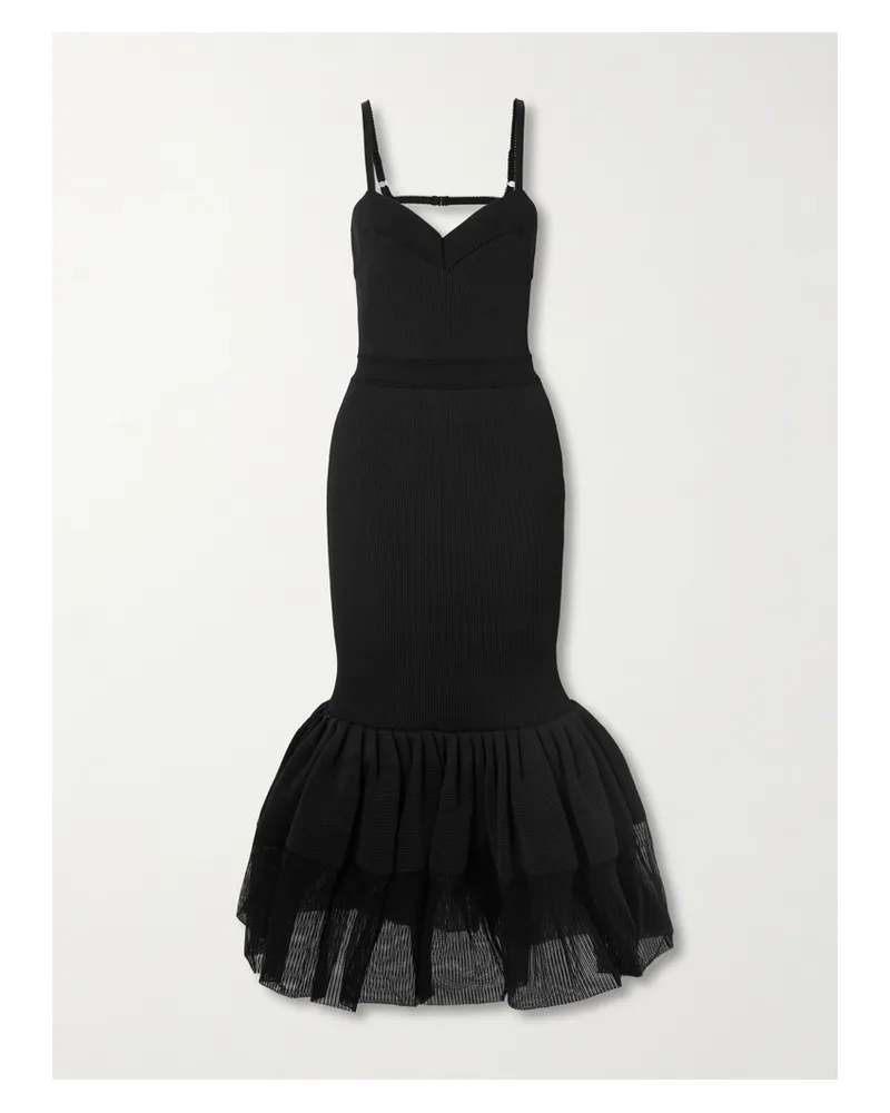 Givenchy Maxikleid Aus Rippstrick Mit Falten - Schwarz Schwarz