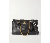 Growl Medium Embellished Leather Shoulder Bag - Black