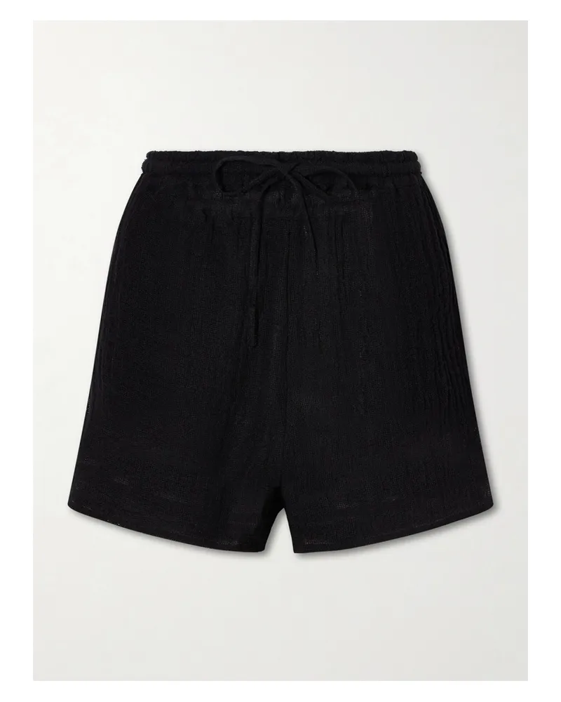 Le Kasha 1918 Tabag Linen Mini Shorts - Black Black