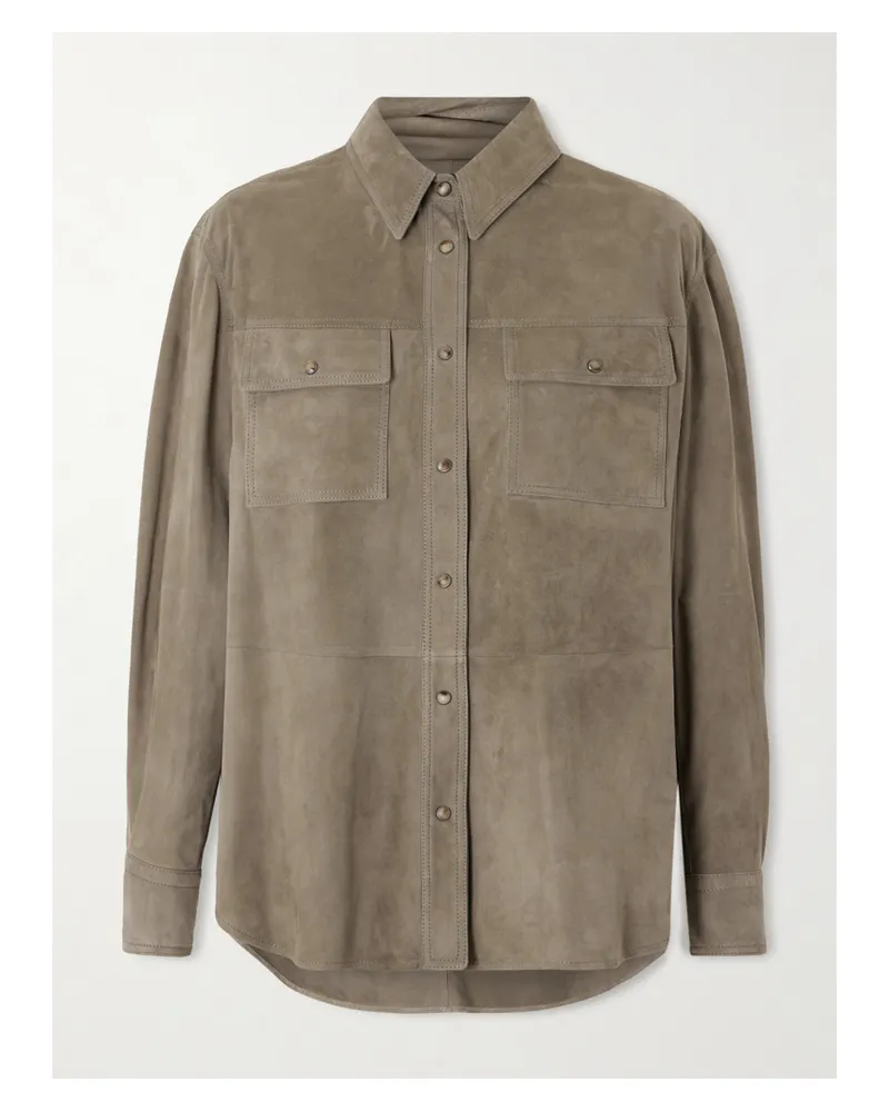Brunello Cucinelli Hemd Aus Veloursleder - Grün Grün