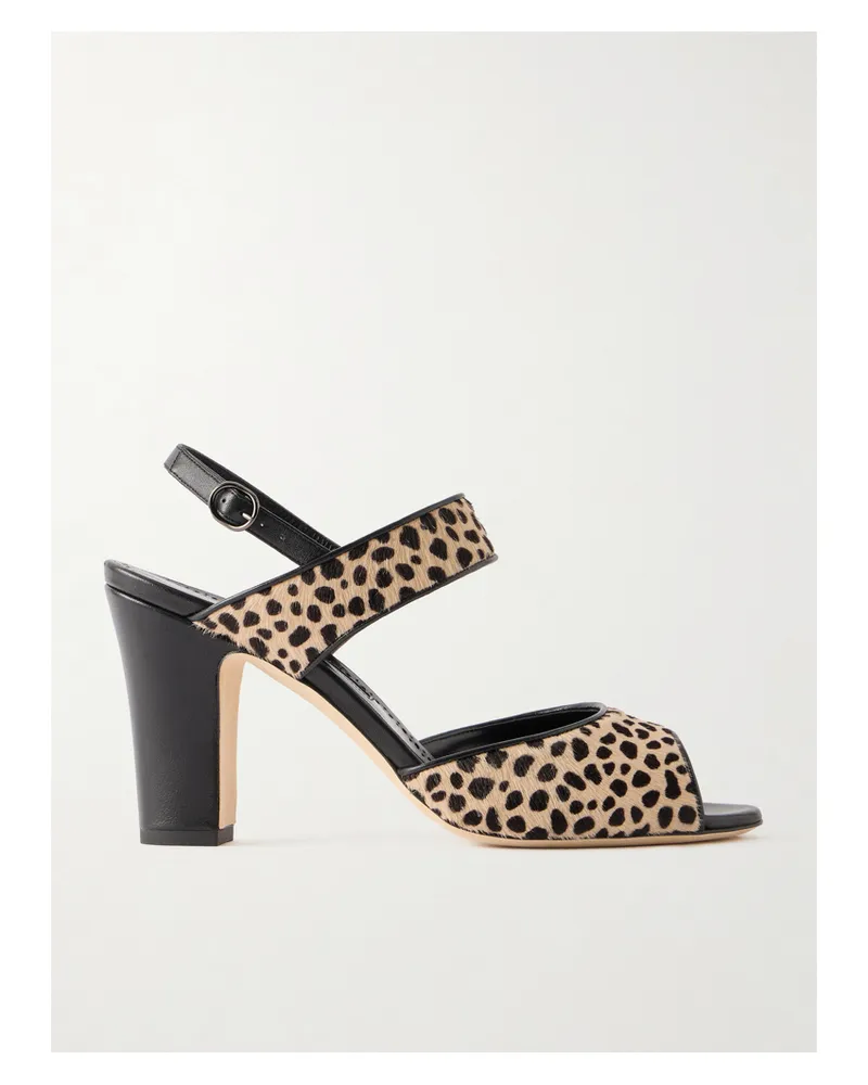 Manolo Blahnik Khikobi 90 Leopard-print Calf-hair Slingback Sandals - Animal Print Animal