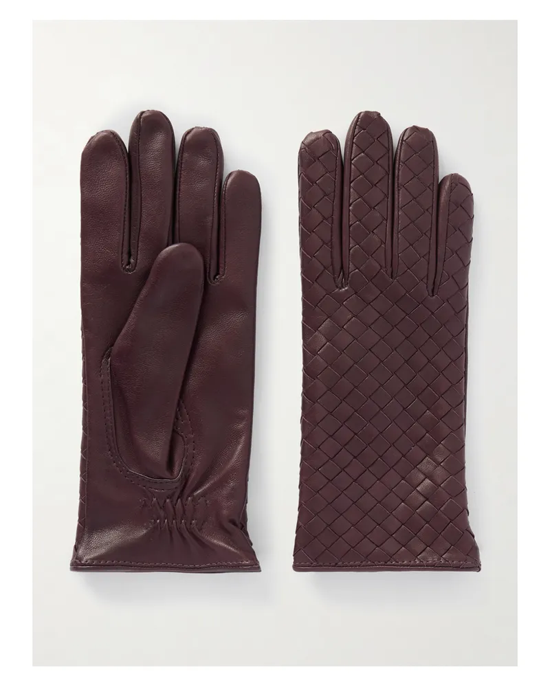 Bottega Veneta Handschuhe Aus Intrecciato-leder - Burgunder Burgunder