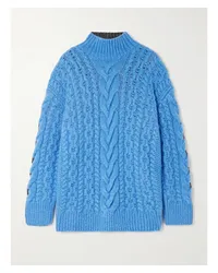 Stella McCartney Oversized-zopfstrickpullover aus einer Zweifarbigen Alpakawollmischung Blau