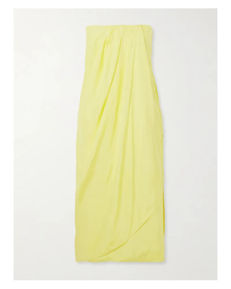 GAUGE81 Onna Trägerloses Midikleid Aus Seidensatin Mit Raffungen - Gelb Gelb
