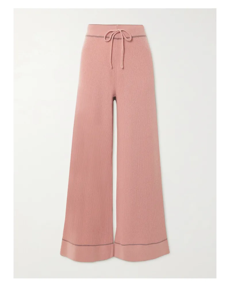 Madeleine Thompson Rose Hose Mit Geradem Bein Aus Einer Gerippten Woll-kaschmirmischung - Pink Pink