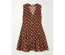 Aubrey Minikleid Aus Twill Aus Einer Seidenmischung Mit Polka-dots Und Falten - Braun