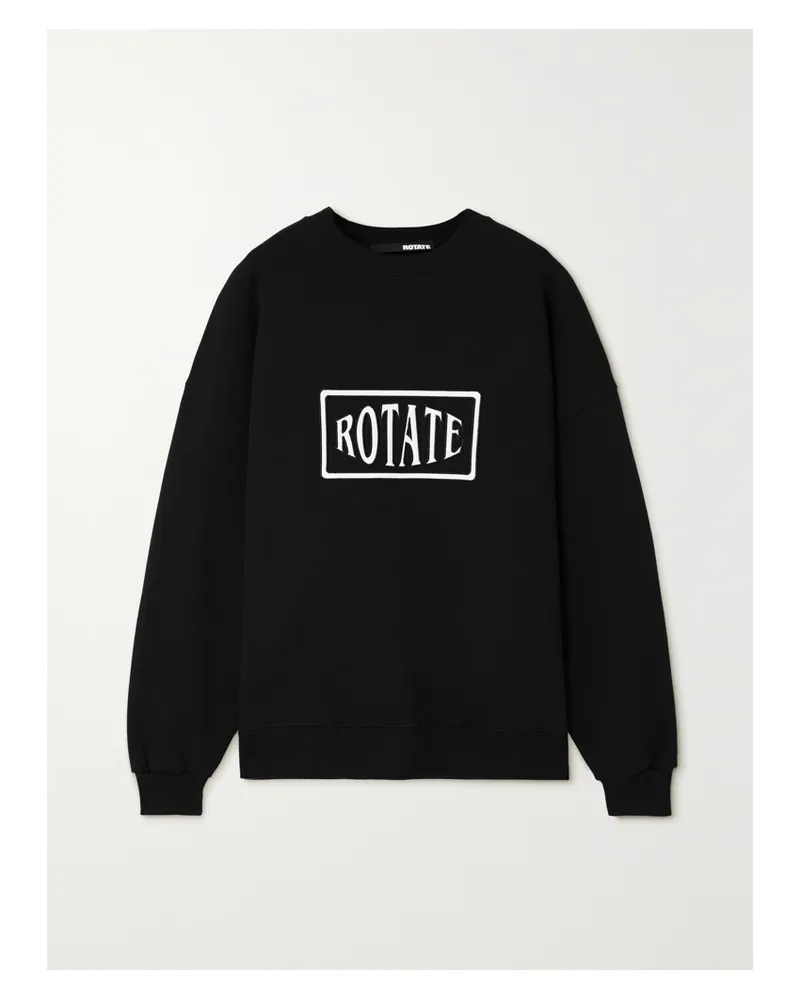 ROTATE Birger Christensen Net Sustain Iris Sweatshirt Aus Biobaumwoll-jersey Mit Applikation - Schwarz Schwarz