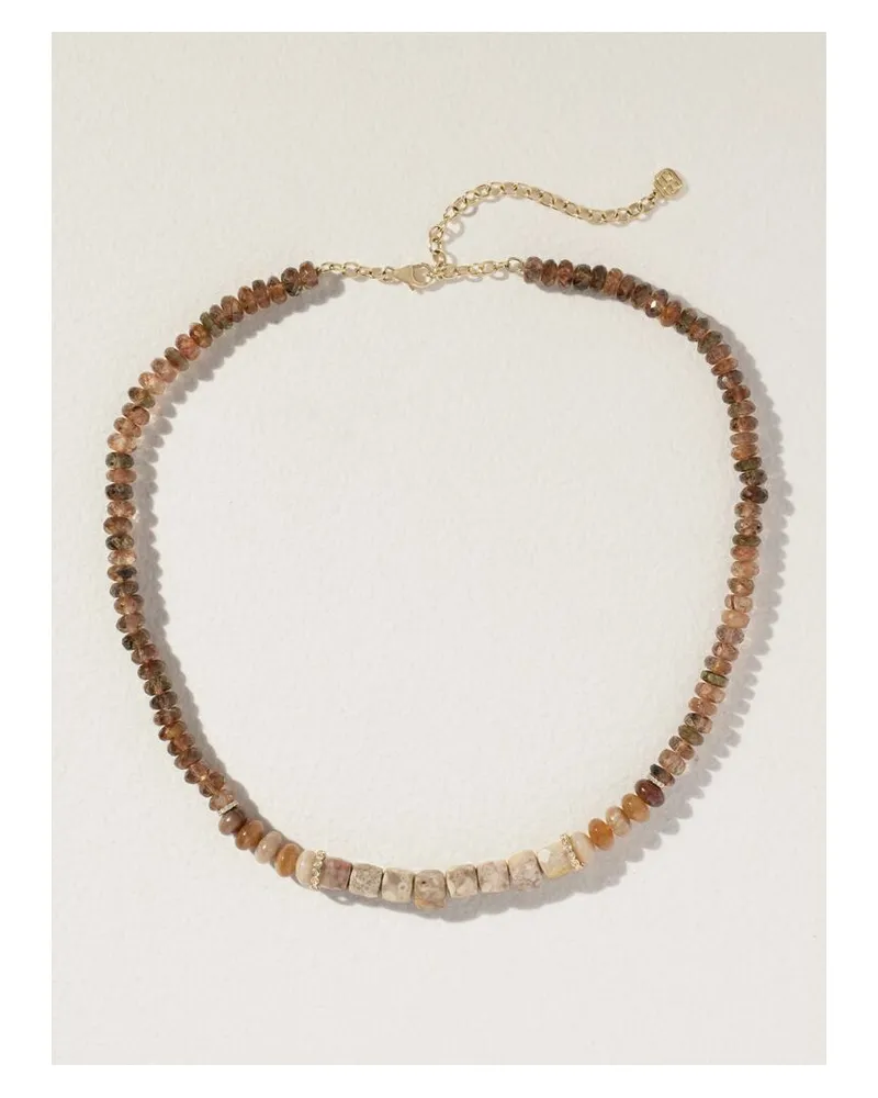 Sydney Evan Kette Mit Zierperlen, Details Aus 14 Karat Gold Und Diamanten Gold