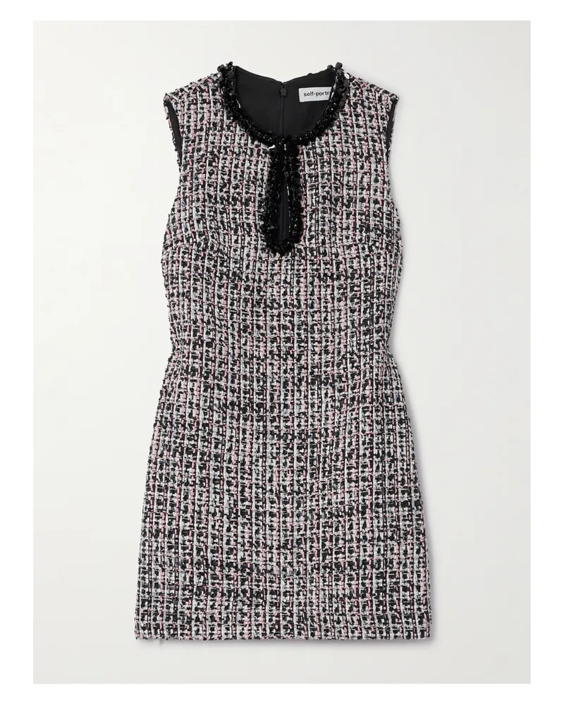 Self-Portrait Minikleid Aus Bouclé-tweed Mit Pailletten - Schwarz Schwarz
