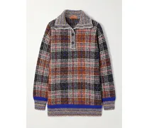 Pullover Aus Strick Mit Karomuster - Lila