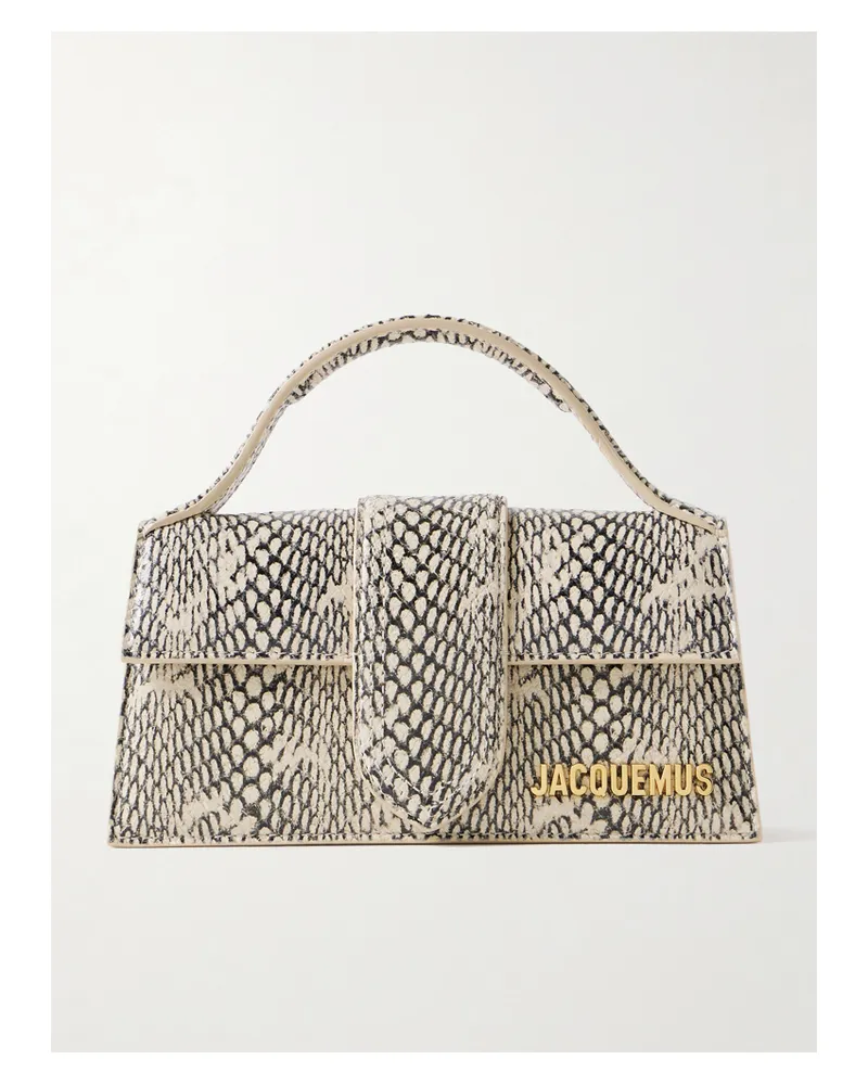 Jacquemus The Bambino Schultertasche Aus Leder Mit Schlangeneffekt - Neutral Neutral
